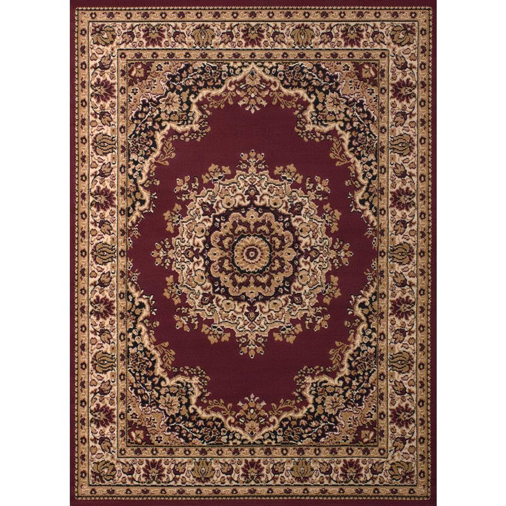 Floral Kerman Burgundy 2 ft. x 3 ft. Indoor Area Rug