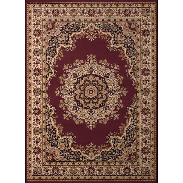 Floral Kerman Burgundy 2 ft. x 3 ft. Indoor Area Rug