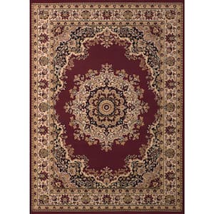 Floral Kerman Burgundy 5 ft. x 7 ft. Indoor Area Rug