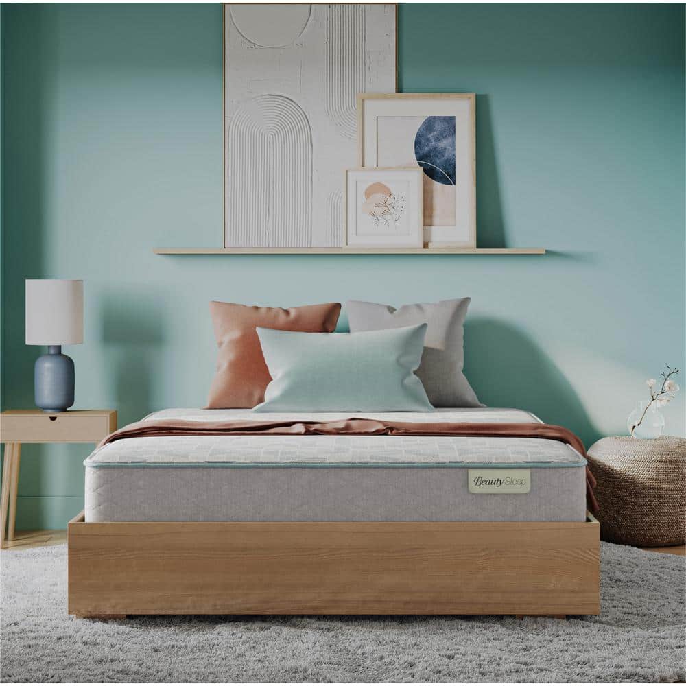 Slumberscape Twin Plush Gray Hybrid Mattress Set with Gel Memory Foam