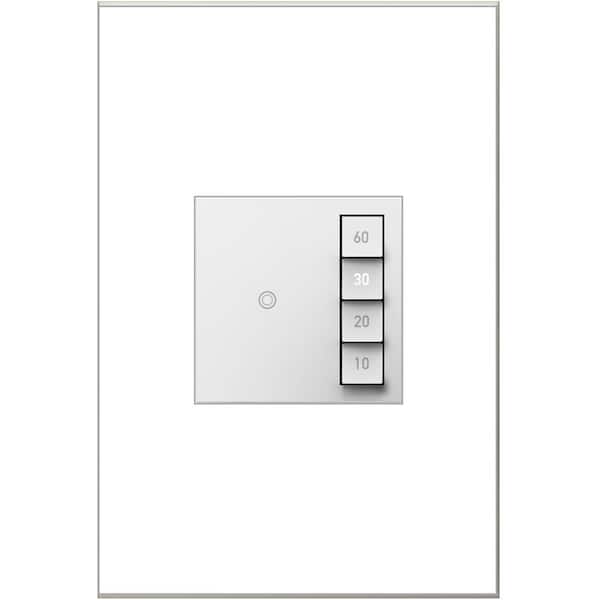 adorne Sensa 15 Amp 60, 40, 20, 10 Minute Single-Pole/3-Way Indoor Countdown Timer Switch with Microban, White