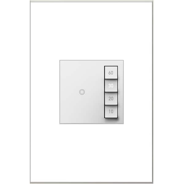 Legrand Adorne Sensa 15 Amp 60, 40, 20, 10 Minute Single-Pole/3-Way Indoor Countdown Timer Switch with Microban, White