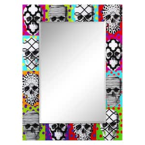 48 in. x 36 in. Sugar Skulls Rectangle Framed Printed Tempered Art Glass Beveled Accent Mirror