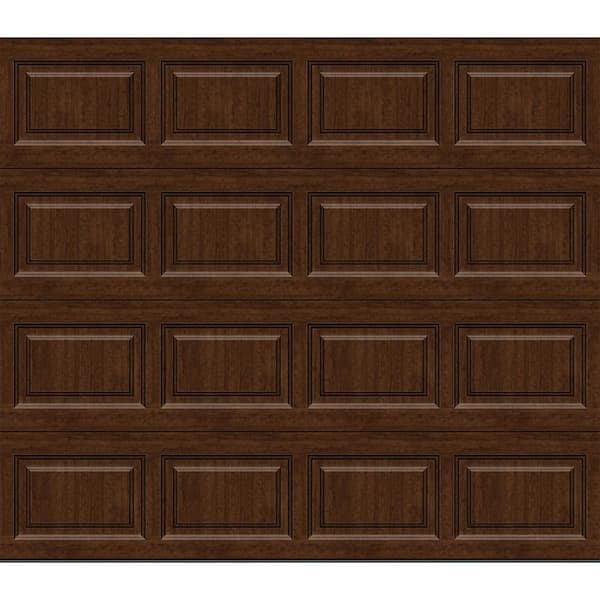 Clopay Classic Steel Short Panel 8 ft. x 7 ft. Insulated 18.4 R-Value Wood Look Walnut Garage Door without windows