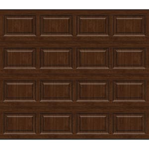 Classic Steel Short Panel 9 ft. x 7 ft. Insulated 18.4 R-Value Wood Look Walnut Garage Door without windows