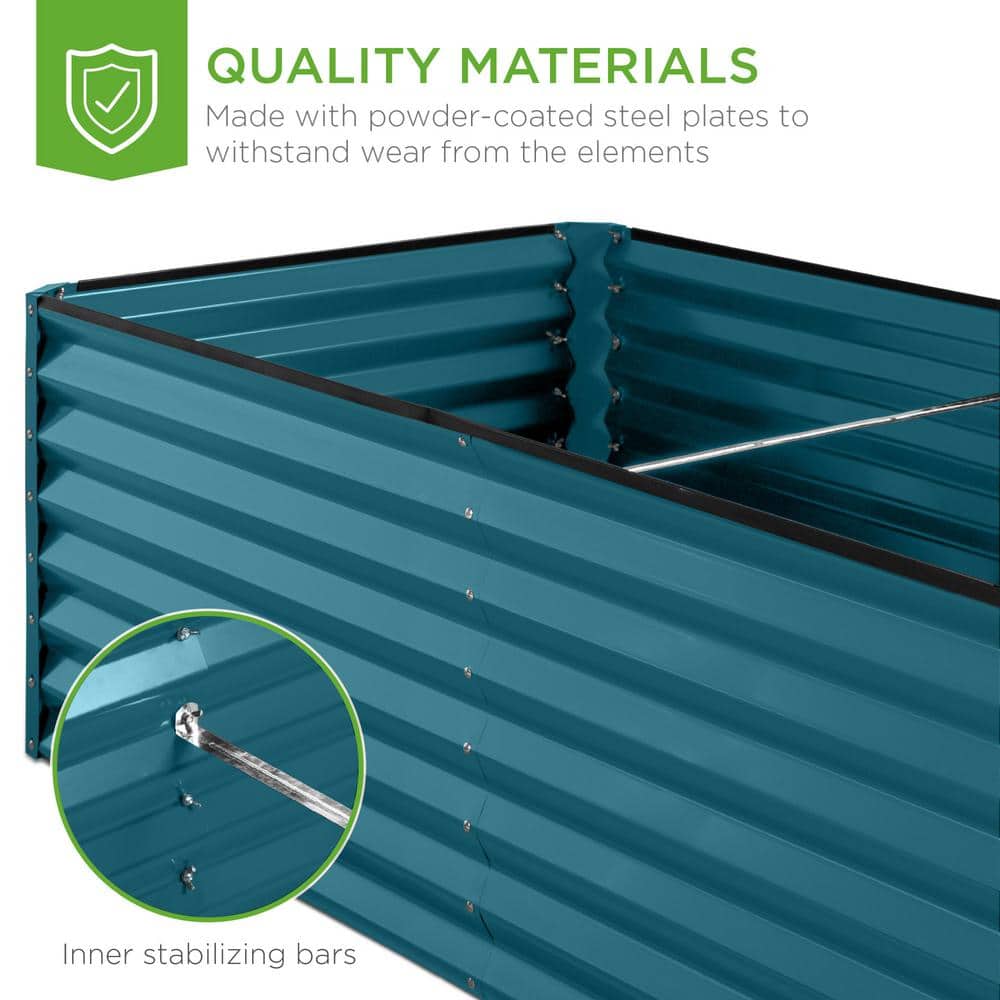 Peacock Blue 6x3x2ft Outdoor Metal Raised Garden Bed Planter
