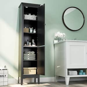 TaoHFE Black Bathroom Storage Cabinet,Bathroom Cabinets Freestanding with 2  Doors,Towel Cabinet for Bathroom Floor Cabinet,Restroom Cabinet,Small