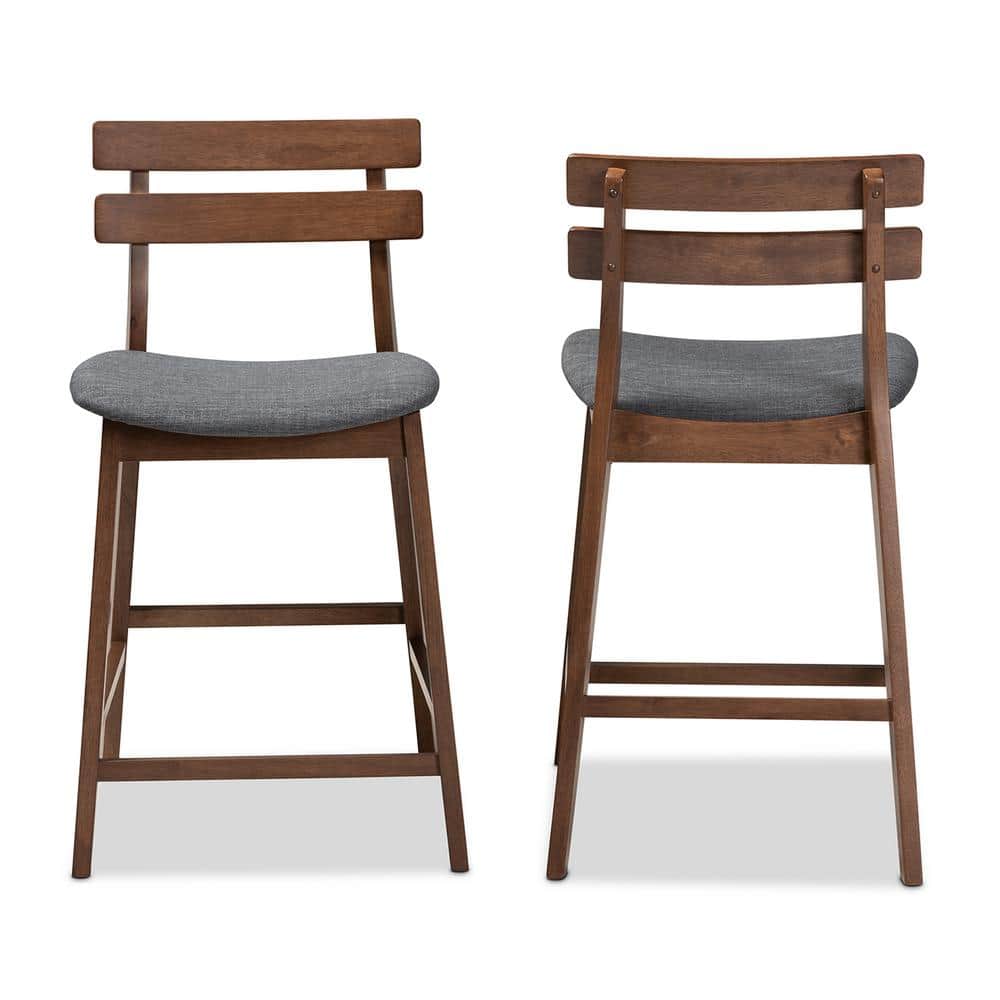 Baxton Studio Larine 24 in. Dark Grey Wood Counter Stool (Set of 2) 159