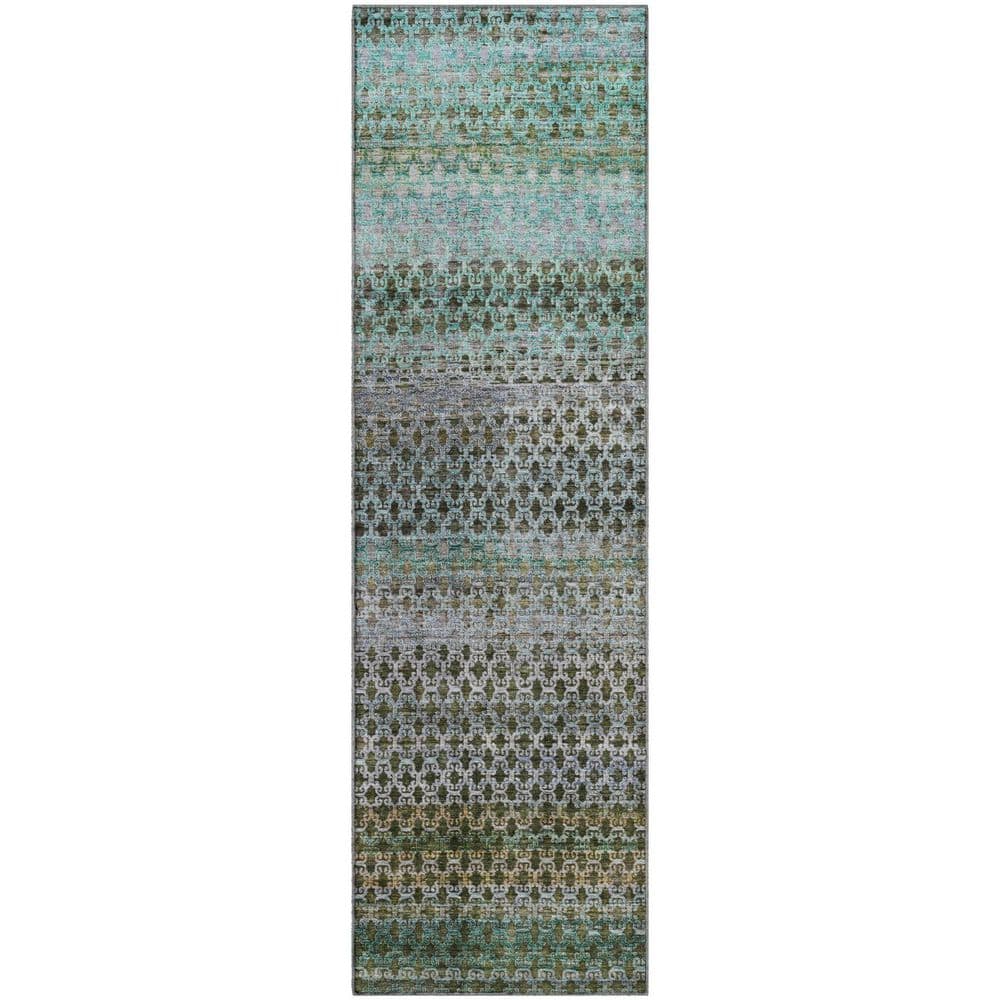 Mayfield Premium Machine Washable Abstract AMF2158 Green 2 ft. x 7 ft. Runner Rug price history on PriceWatchPro