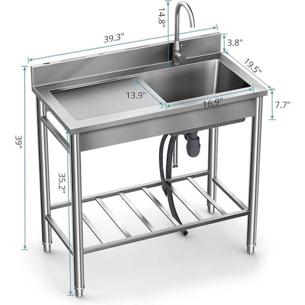 14.8 in. Floor Rim Guard Service Sink, Stainless Steel 14.8 in. Floor Rim Guard Service Sink, Stainless Steel