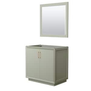Strada 35.25 in. W x 21.75 in. D x 34.25 in. H Single Bath Vanity Cabinet without Top in Light Green with 34 in. Mirror