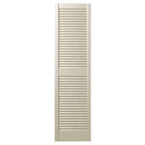 15 in. x 47 in. Open Louvered Polypropylene Shutters Pair in Sand Dollar