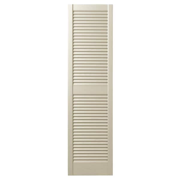 Ply Gem 15 in. x 51 in. Open Louvered Polypropylene Shutters Pair in Sand Dollar
