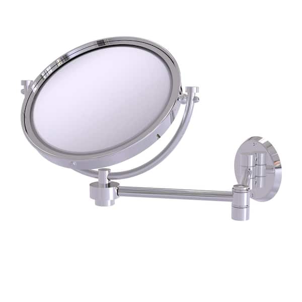 8 in. W x 10 in. H Small Large Round Tri Fold Metal Framed Magnifying Wall Bathroom Vanity Mirror in Polished Chrome