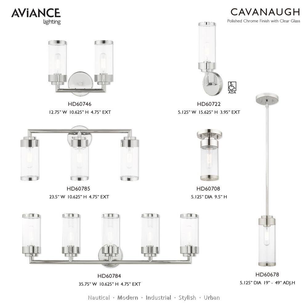 Hillcrest Polished Chrome 3-Light Vanity with Clear Glass Shades