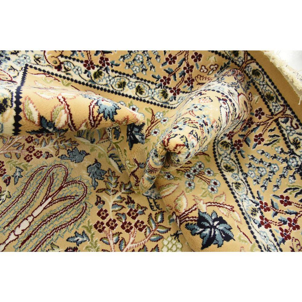 Beige Rectangular Synthetic Easy-Care Stain-Resistant Rug