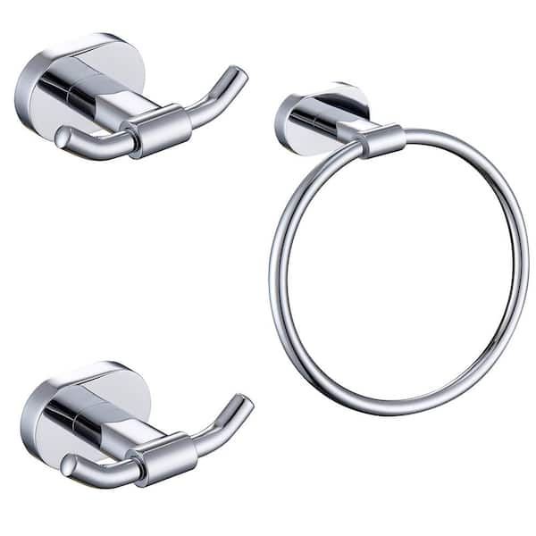 ruiling 3 -Piece Bath Hardware Set with Mounting Hardware in Polished Chrome