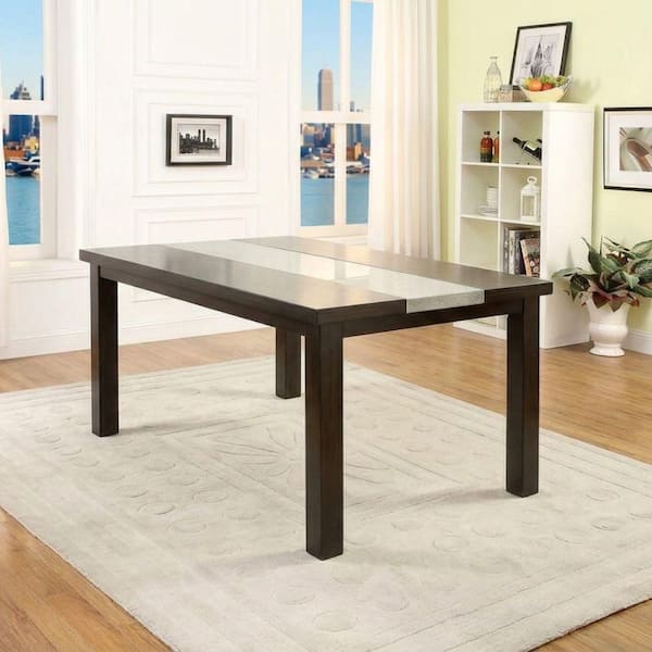 Eldric Modern Dark Walnut Solid Wood and Wood Veneer 64 in. 4 Leg Base Dining Table Seats 6