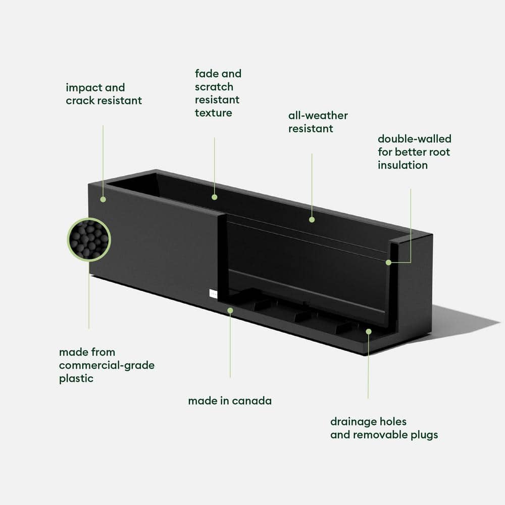 Black 36'' Recycled Plastic Window Box Planter