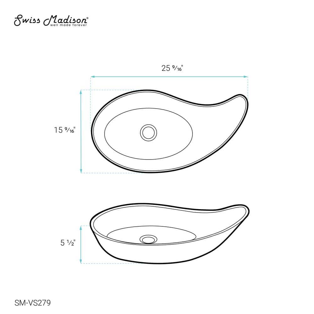 Elegant White Ceramic 25'' Above-Counter Vessel Sink
