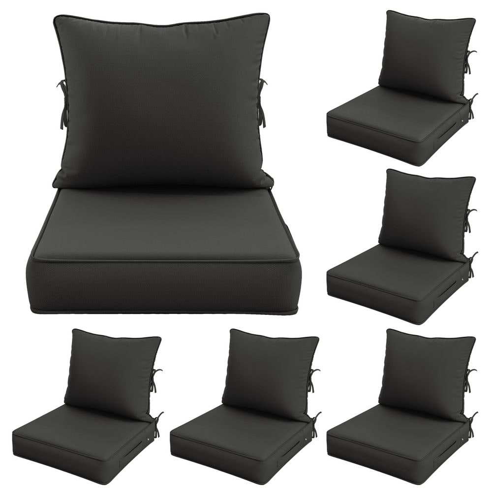 22 in. x 22 in. x 4 in. (6-Pack) Water-Resistant Outdoor Patio Furniture Replacement Deep Seat Cushions, Black price history on PriceWatchPro