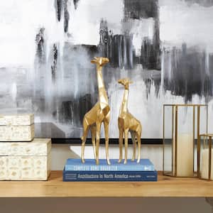 Gold Polystone Giraffe Sculpture (Set of 2)