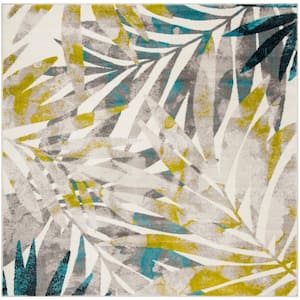 Skyler Gray/Green 7 ft. x 7 ft. Square Abstract Area Rug