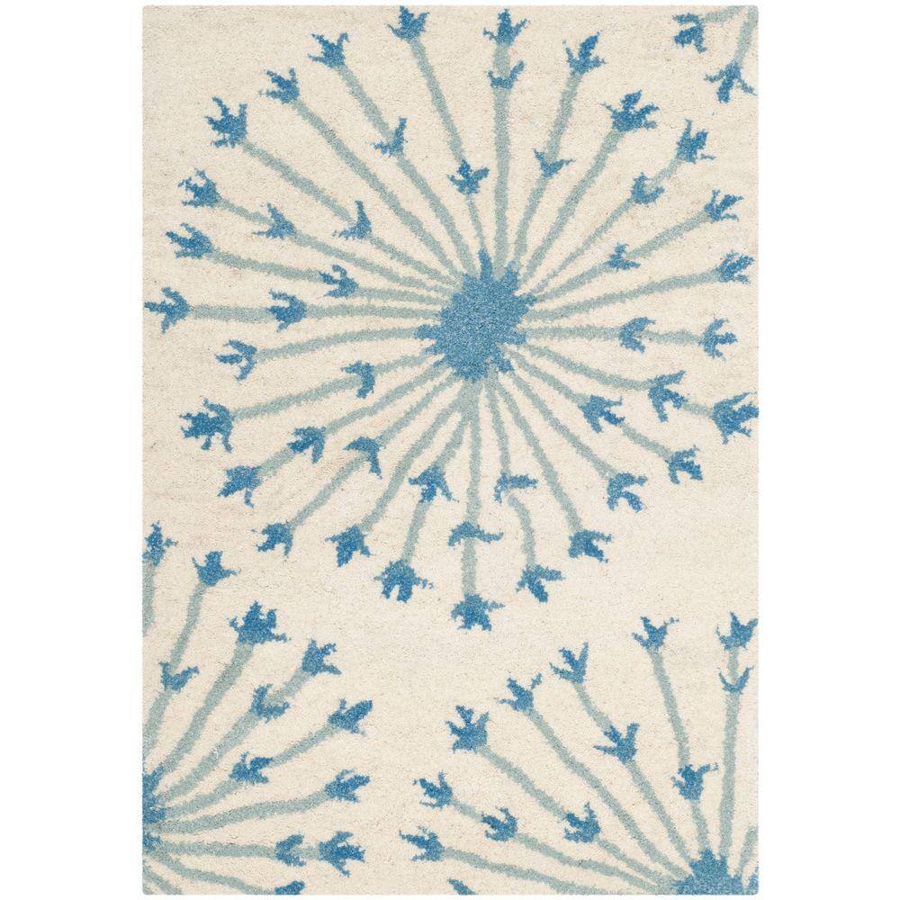 Bella Beige and Blue Hand-Tufted Wool Area Rug