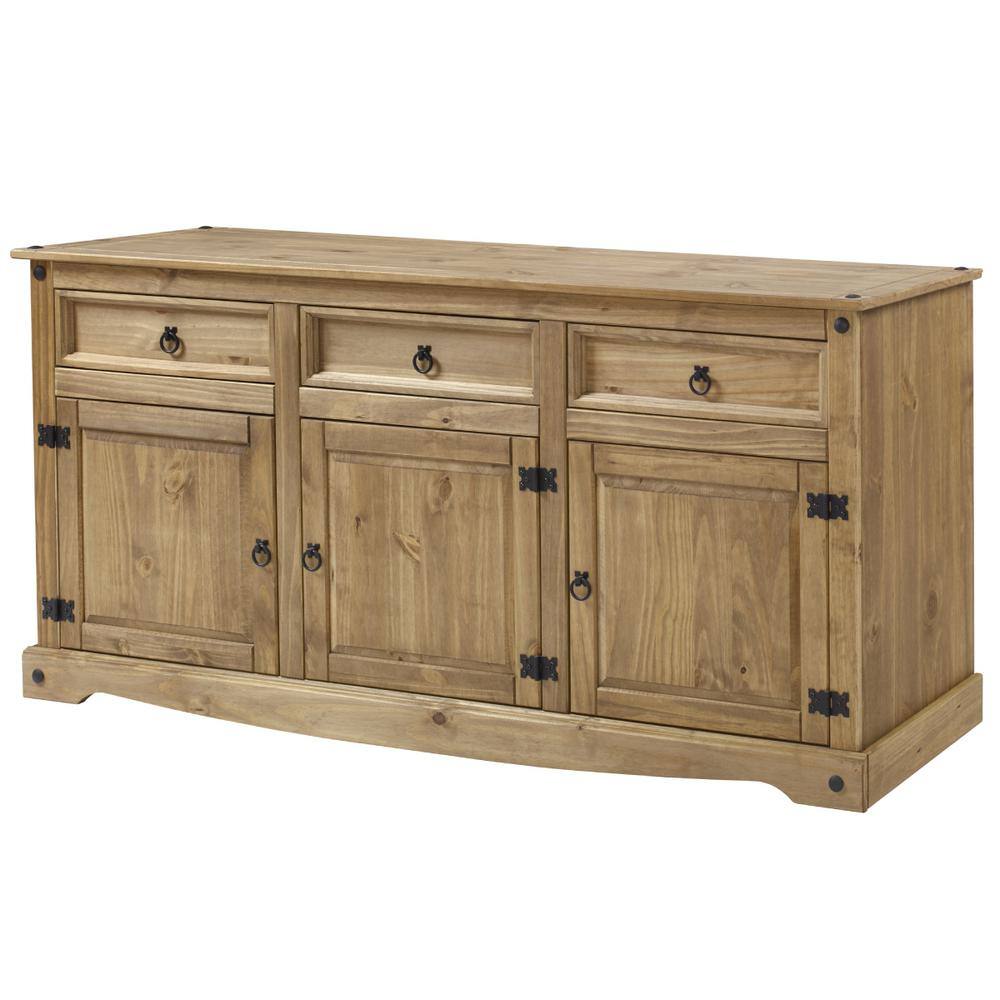 Corona Brown Solid Pine Cottage Buffet Sideboard