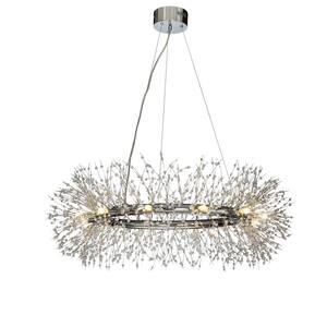 39 in. 12-Light Modern Firework Chrome Crystal Chandelier Glam Round Pendant Light Fixture for Dining Room with LED Bulb