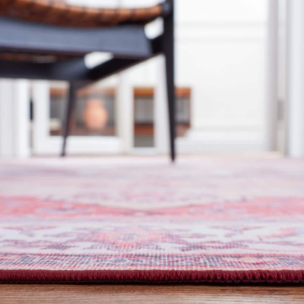 Tucson Square Rust Beige Easy-Care Synthetic Area Rug