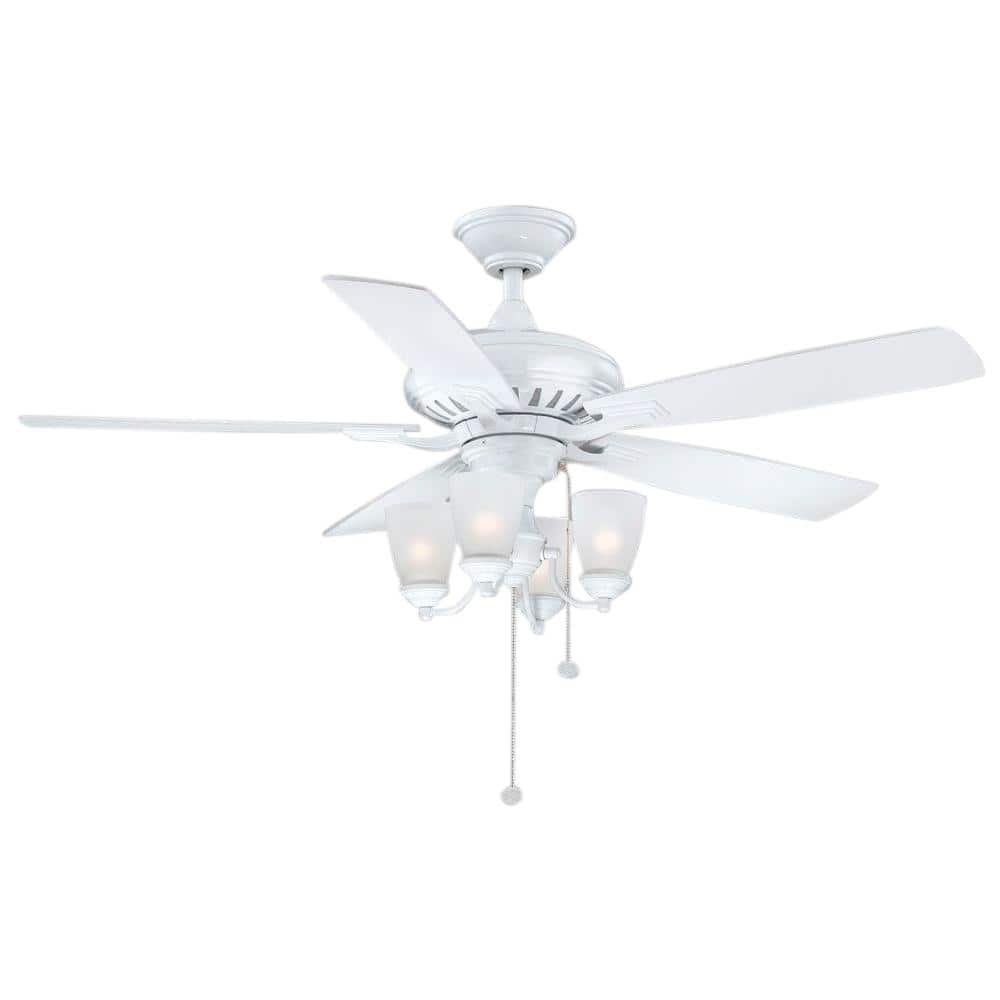 Hampton Bay Bristol Lane 52 In Indoor White Ceiling Fan With Light Kit 14948 The Home Depot