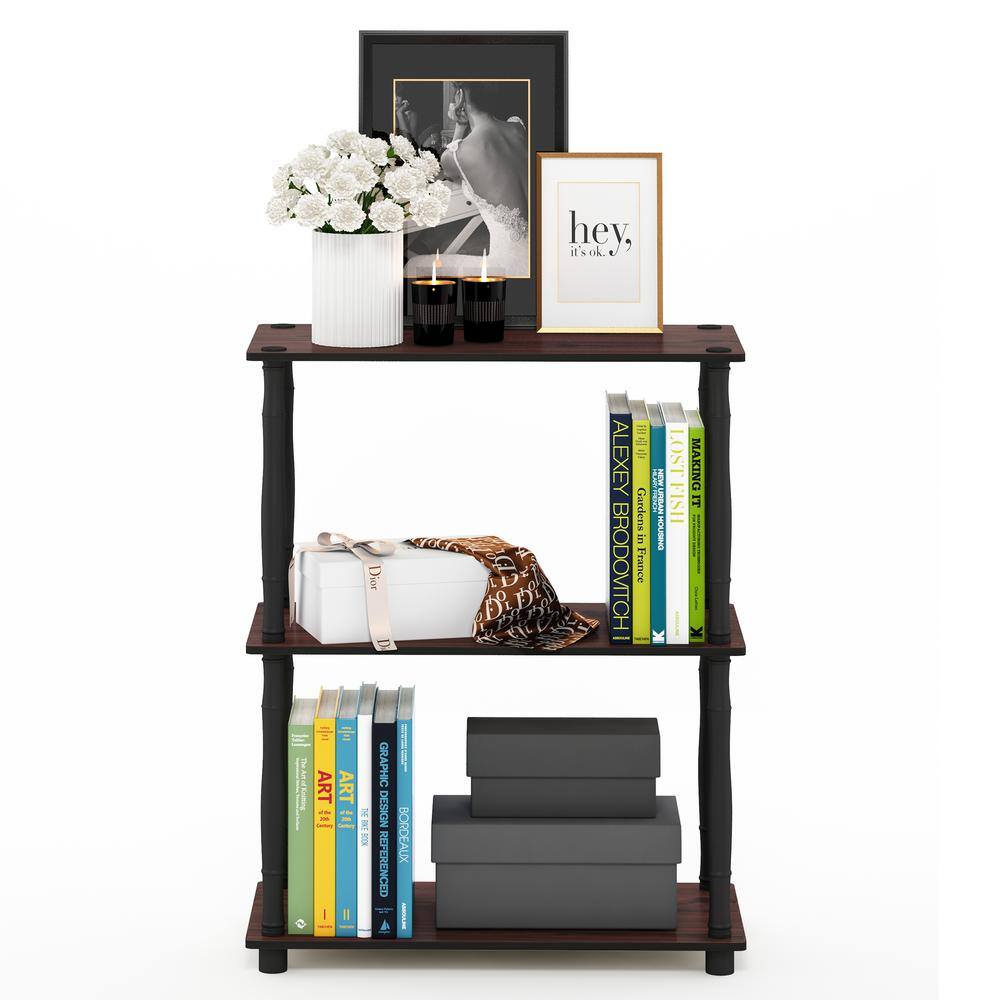 Compact Classic 3-Tier Dark Cherry & Black Shelving Unit