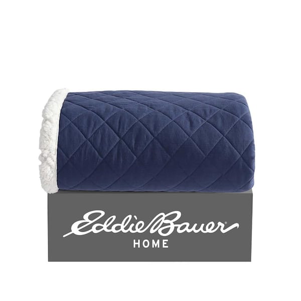 Eddie Bauer Essential Blue Microfiber Throw Blanket
