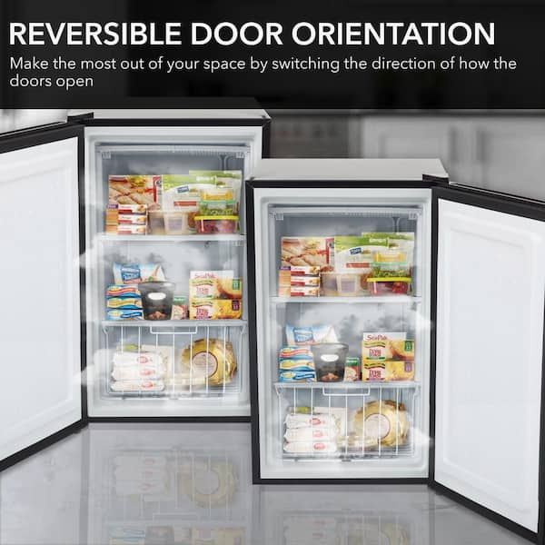 3.0 cu. Ft. Upright Freezer Mini Freezer with lock Reversible Door in Stainless Steel Energy Star