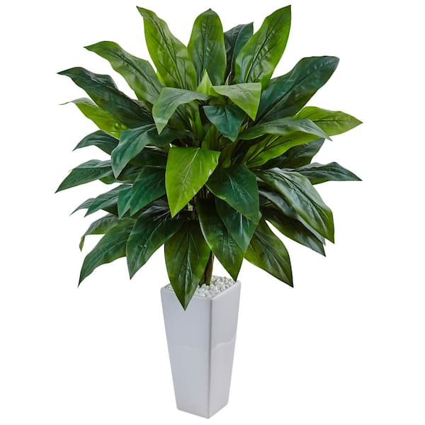 Nearly Natural Indoor Cordyline Artificial Plant in White Tower Planter