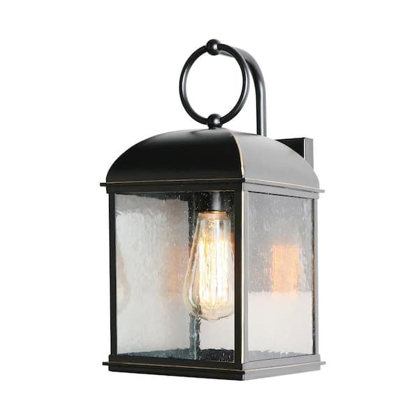 Unbranded 1 Light 14 in. Outdoor Imperial Black Wall Lantern Sconce