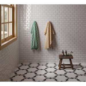 Le Cafe 9 in. x 15 in. Black and White Porcelain Mosaic Tile (9.41 sq. ft. /Case)