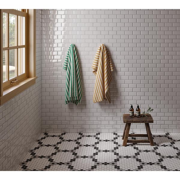 Le Cafe 12 in. x 12 in. White Ceramic Mosaic Floor and Wall Tile (9.25 sq. ft. /Case)
