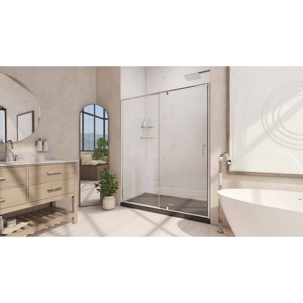 Flex 36" x 74.75" Frameless Chrome Pivot Shower Kit