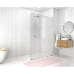 55 in. x 78 in. Frameless Fixed Shower Door in Brushed Nickle without Handle