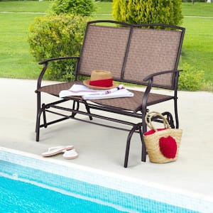 Metal Patio Rocking Bench Chair for Outdoor Backyard and Lawn