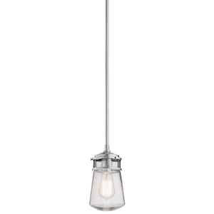 Lyndon 9.5 in. 1-Light Brushed Aluminum Hanging Pendant Light with Clear Seeded Glass (1-Pack)