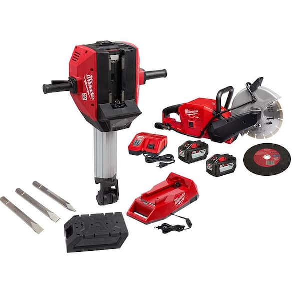 Milwaukee MX FUEL Li-Ion Cordless 1-1/8 in. Breaker Kit with M18 FUEL ONE-KEY 18-Volt Li-Ion Brushless 9 in. Cut Off Saw Kit