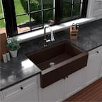 Farmhouse/Apron-Front Quartz Composite 34 in. Single Bowl Kitchen Sink in Brown