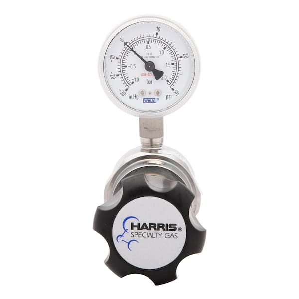 Harris High-Purity Stainless Steel Nitrogen, Helium, Argon, Carbon Dioxide, Hydrogen, Oxygen Regulator 0-15 PSIG, 1/4in. FNPT