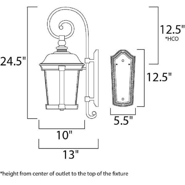 Dover DC 3-Light Bronze Outdoor Wall Lantern Sconce
