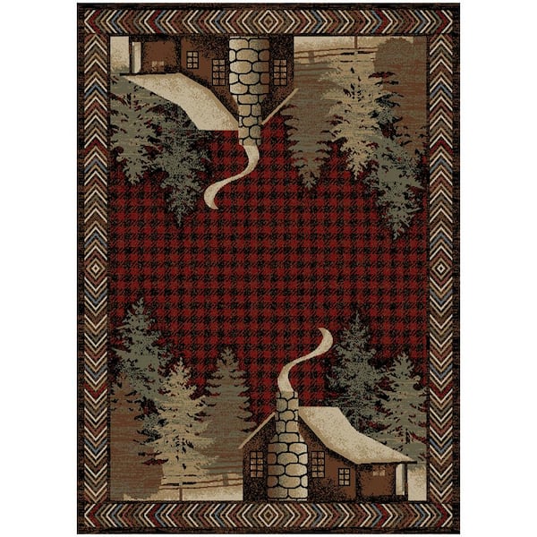 Mayberry Rug American Destination Black Lost Cove Cabin Multi-Color 8 ft. x 10 ft. Area Rug