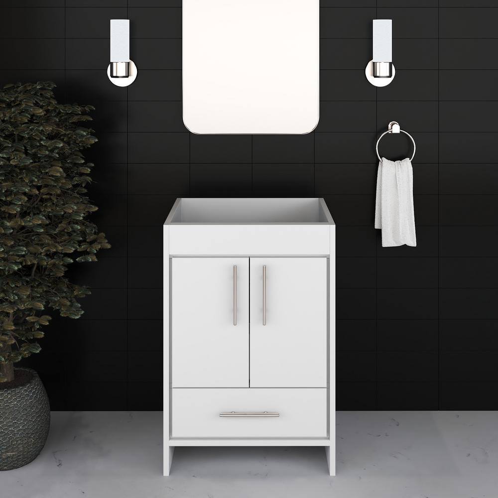 Capri 24" White Modern Bathroom Vanity with Brushed Nickel Handles
