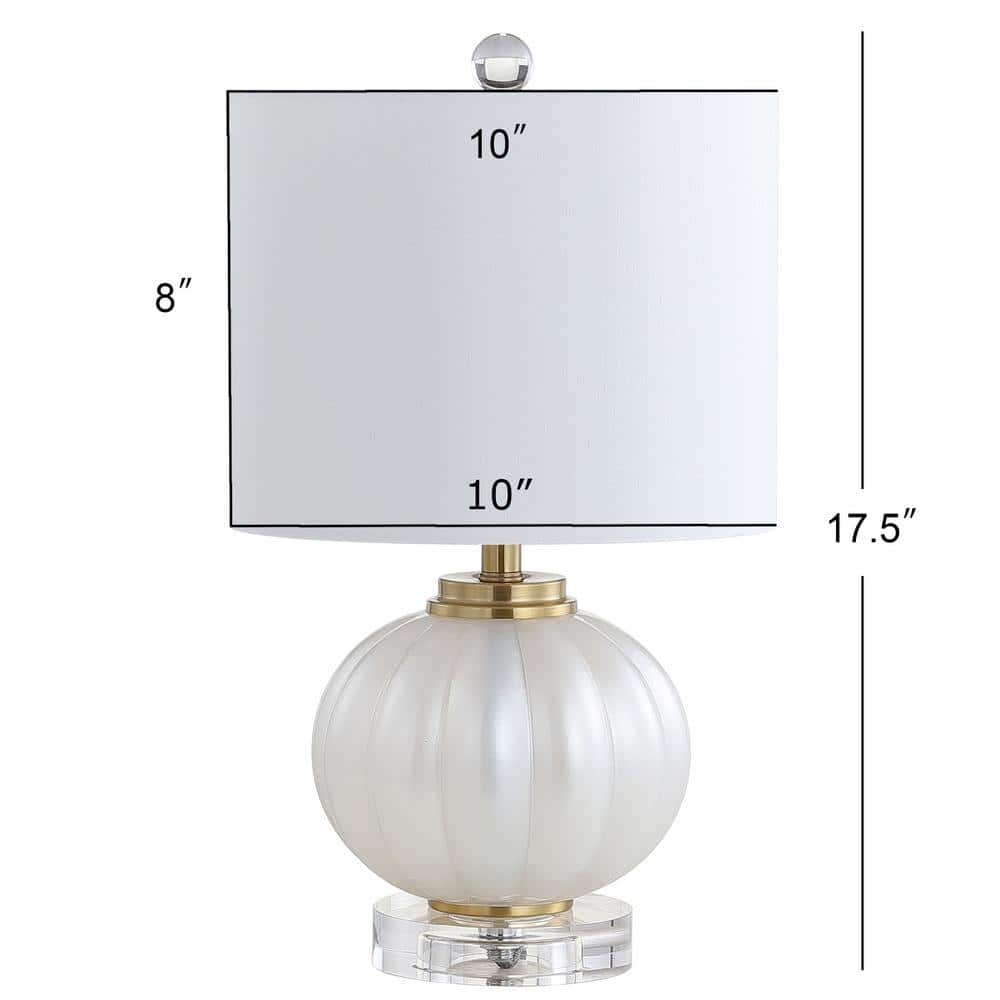 Elegant Iridescent 17.5" White Glass Table Lamp with Silk Shade